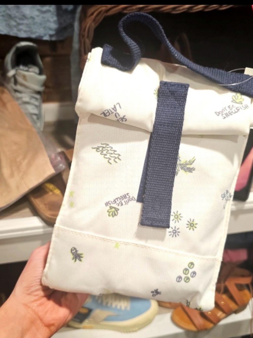 OFFLINE by Aerie NWT Roll Top Insulated Lunch Bag White Graphic Sea U Later